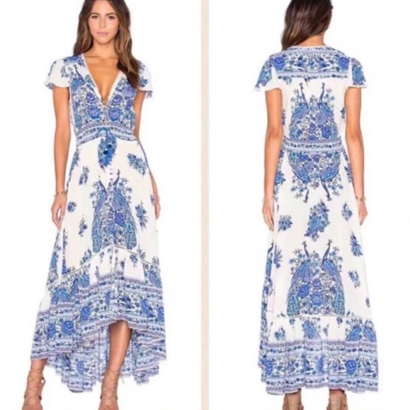 Vintage Spell and the Gypsy Collective Hotel Paradiso Bluebird Maxi Gown Dress - Picture 3 of 17